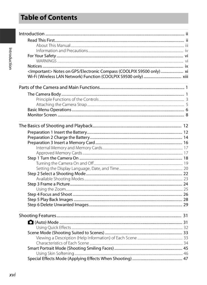 Nikon COOLPIX S9400 — User Reference Manual — 1/2 Size 5.5" x 8.5" Small Compact