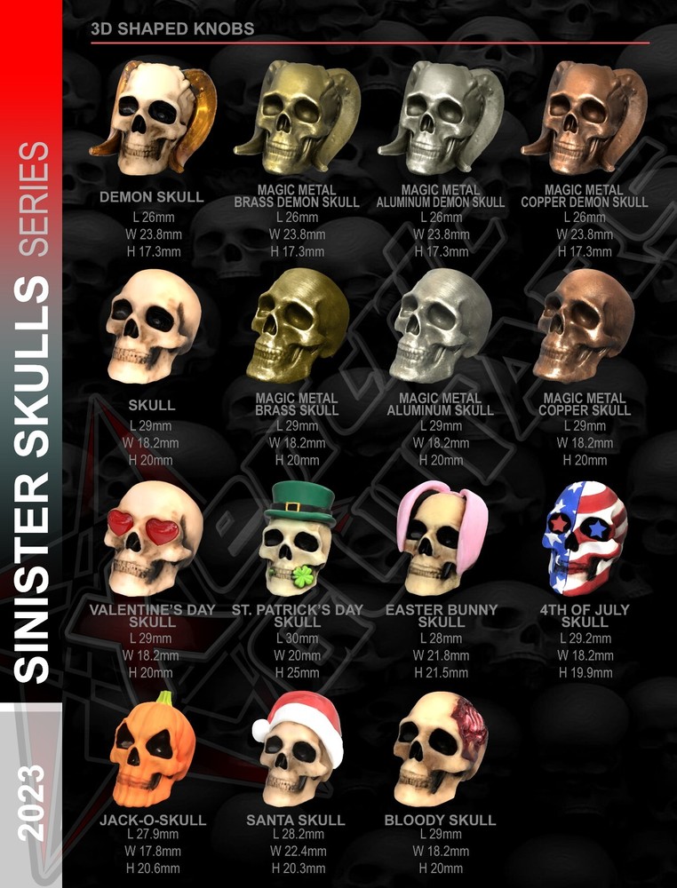 Xentric Guitars - SINISTER SKULLS Series Resin Shaped Knobs