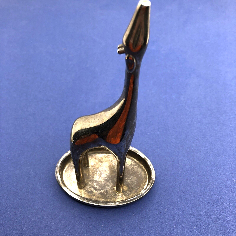 Giraffe Ring Holder Red Envelope Metal Silver Plated Trinket Dish