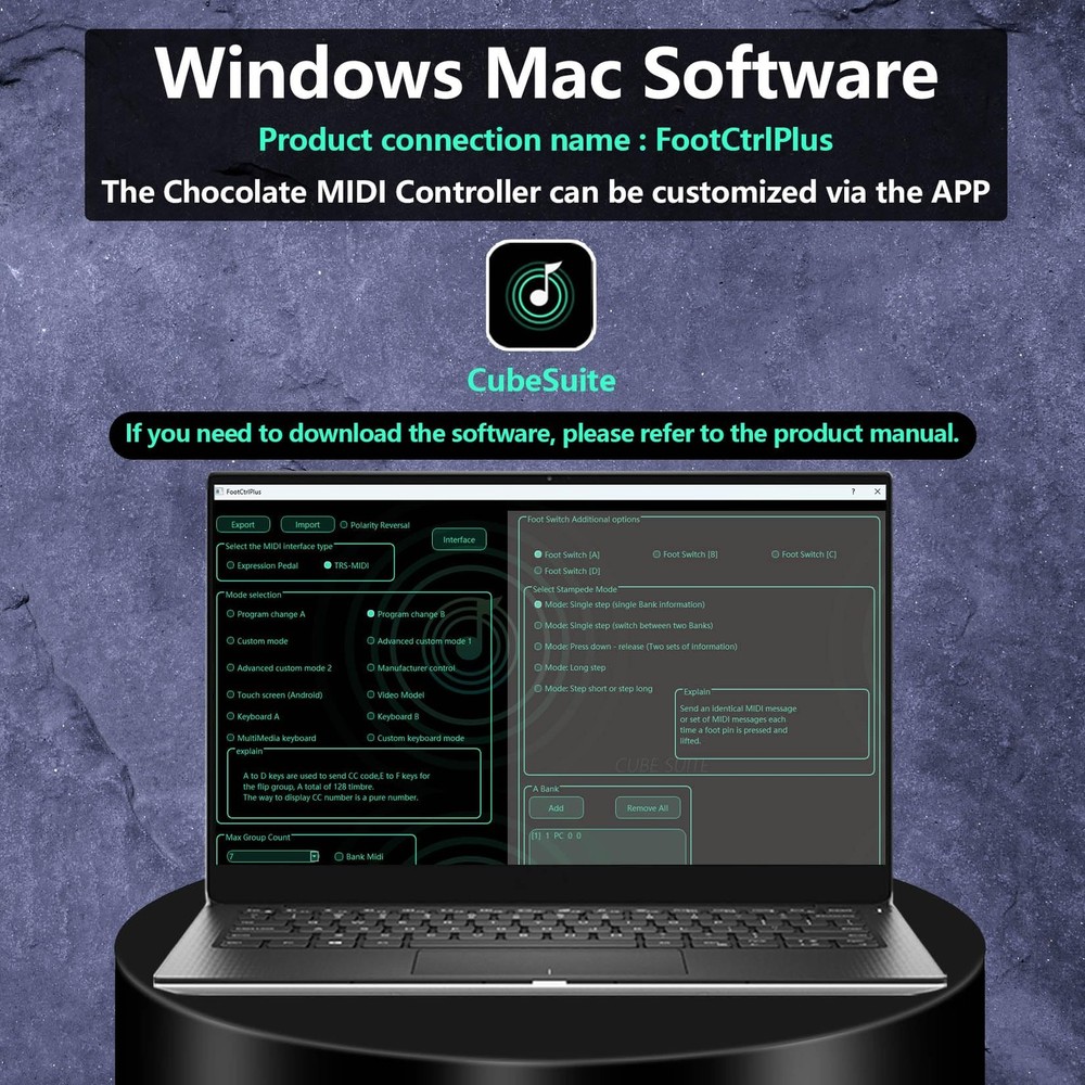 Chocolate Plus Wireless MIDI Foot Controller 4 Buttons BT Rechargeable, APP C...