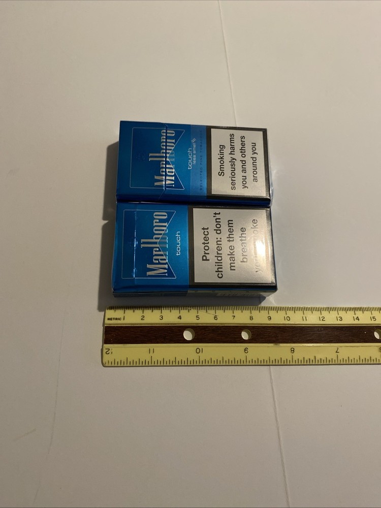 Two (2) Marlboro “Touch” Cigarette Blue Empty Packs Collectible, Read Listing