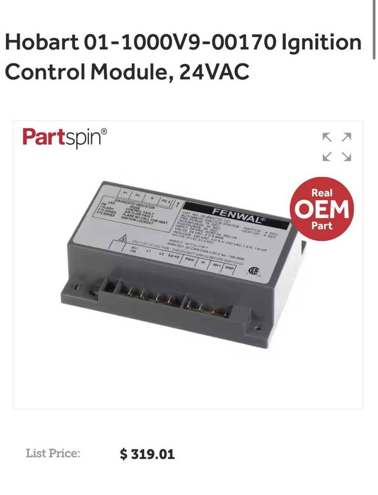 Hobart 01-1000V9-00170 Ignition Module. New in box.
