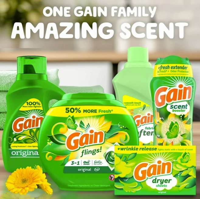( 3 Pack ) Gain Laundry Detergent Liquid, Original Scent, 154 fl oz, 107 Loads