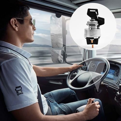 1 Set Wires Ignition Switch， with Key 4 Position Universal Black Plastic