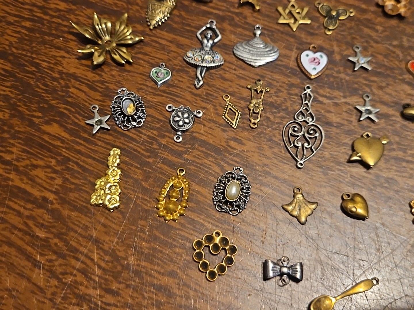 Lot Of 50 Mixed Parts Pcs France Vintage 60s Brass Stampings Findings Jewelry 22