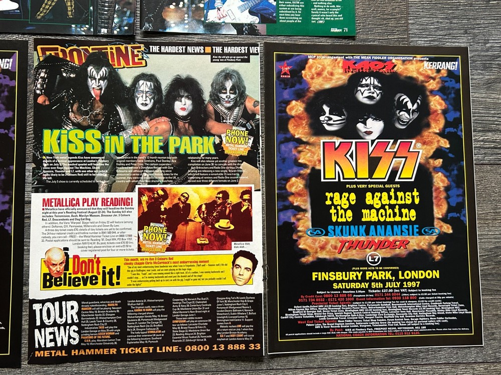 KISS Concert Ad Advert KAOS IN THE PARK Finsbury Park UK 1997 Lot Vintage Kiss