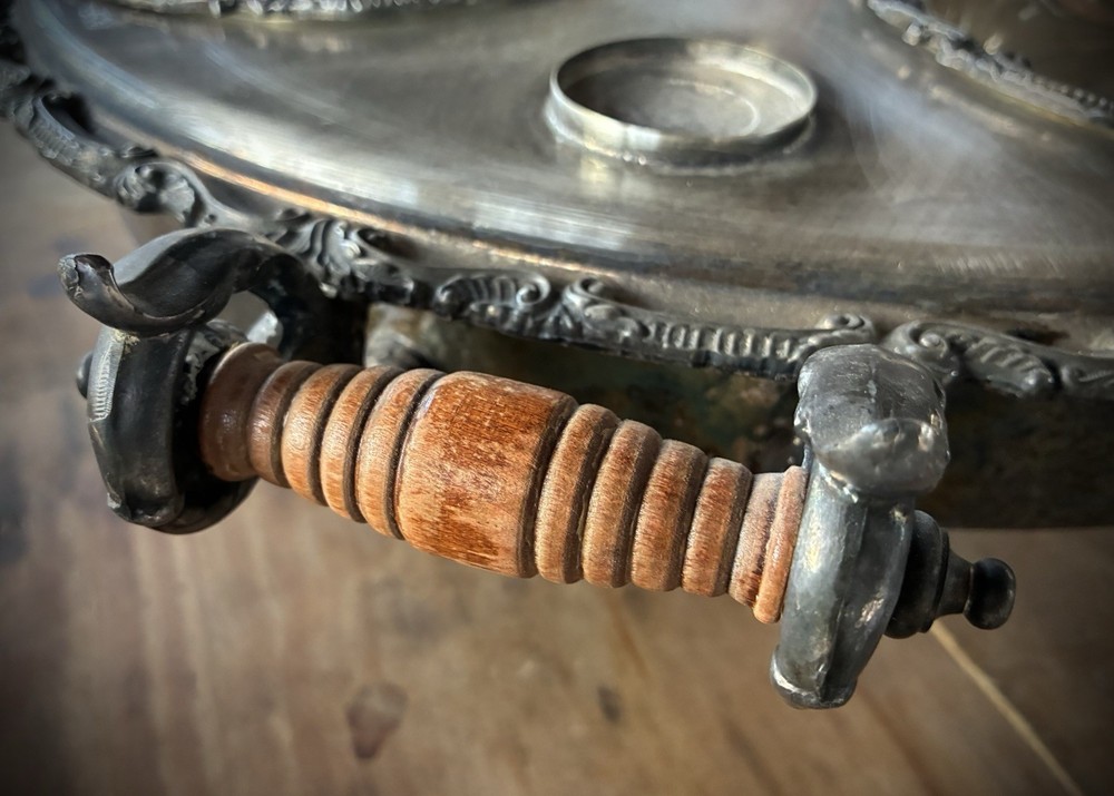 Large Birmingham Silver Plate Lazy Susan Hot Food Server - 23"