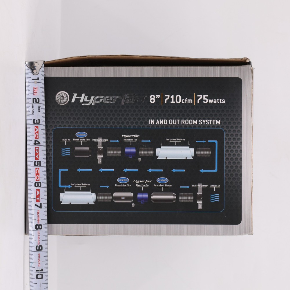 HyperFan 8" MixFlow Inline Duct Fan 75W Grow Ventilation with Controller