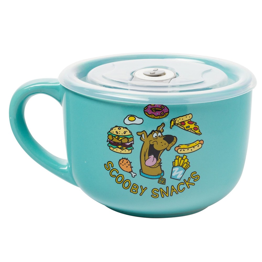 Silver Buffalo Scooby Doo Scooby Snacks Ceramic Soup Mug with Vented Plastic ...