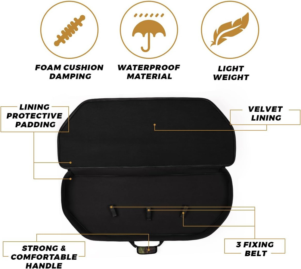 Durable Archery Soft Bow Case with Arrow Pocket & Backpack Straps