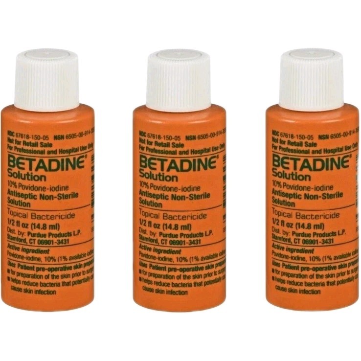 Betadine Solution Antiseptic 0.5 oz (3 Pack)