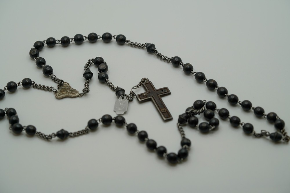 Antique Black France Made Rosary 24" Loop JB45