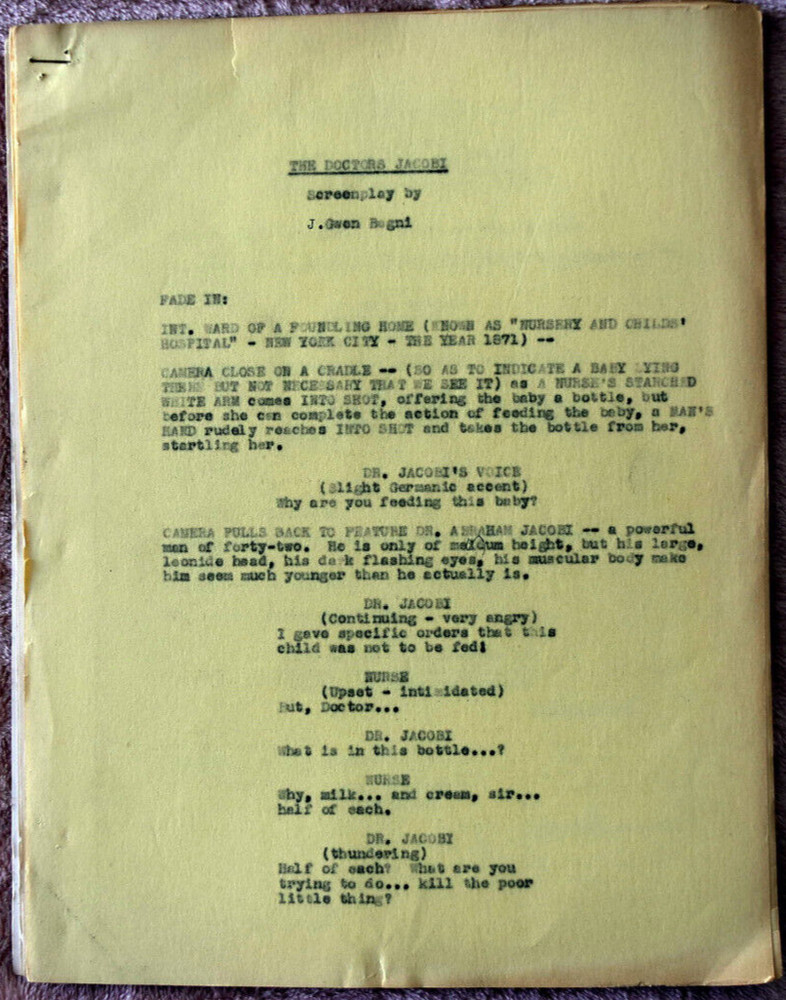 "The Doctors Jacobi" Original (Writer's Draft Written on a Typewriter) Script