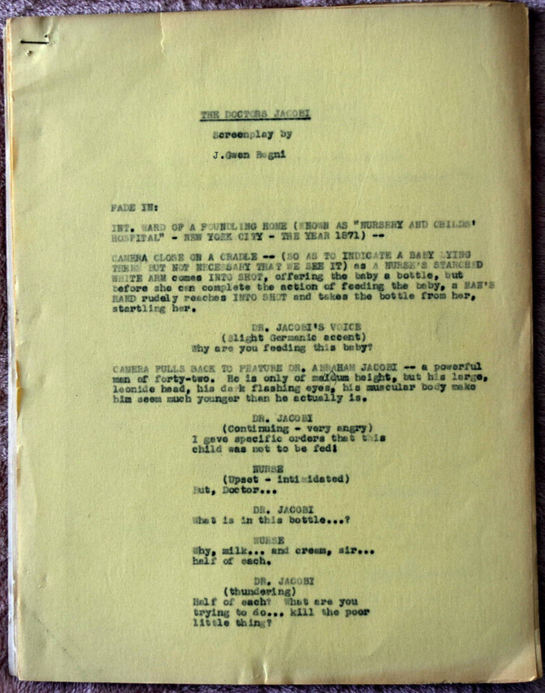 "The Doctors Jacobi" Original (Writer's Draft Written on a Typewriter) Script
