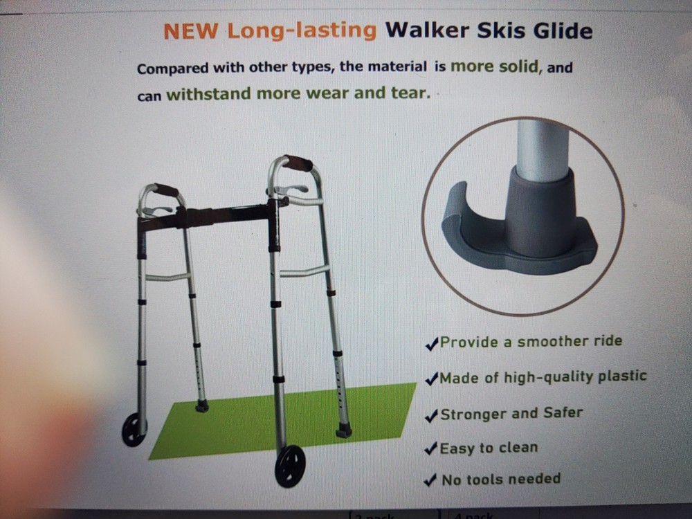 Universal Walker Ski Glides - 2 Pack Gray Replacement Feet