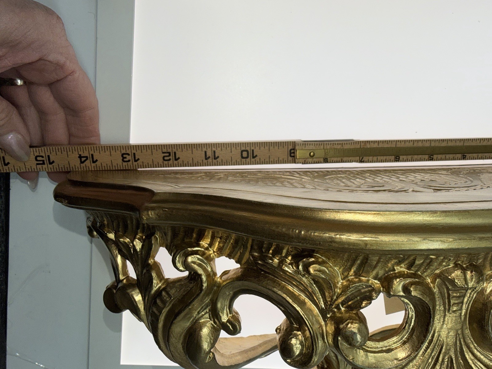 Vintage Euromarchi Italy Hollywood Regency Shelves Resin Gold Finish Wall Hang 2