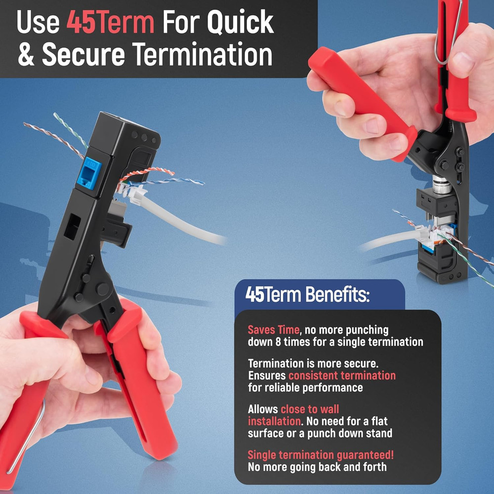 Everest 45Term - 45° Angled Speed Termination Keystone Tool - Time Saver Network