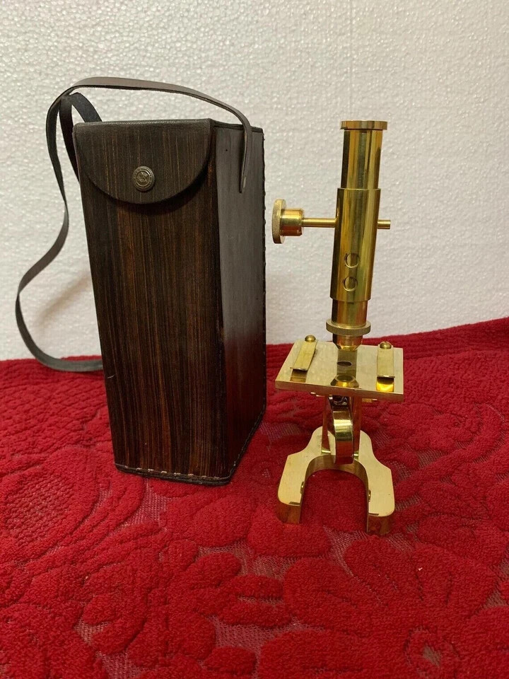 Antique Brass Heavy Microscope 9 Inches Students Brass Microscope Gift Items