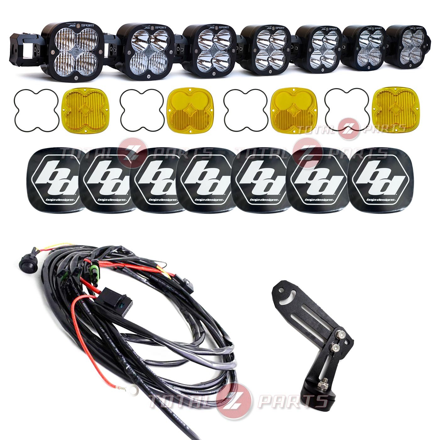 Baja Designs® 7 XL Linkable LED Light Bar, Harness, Rock Guards, 4 Amber Lenses