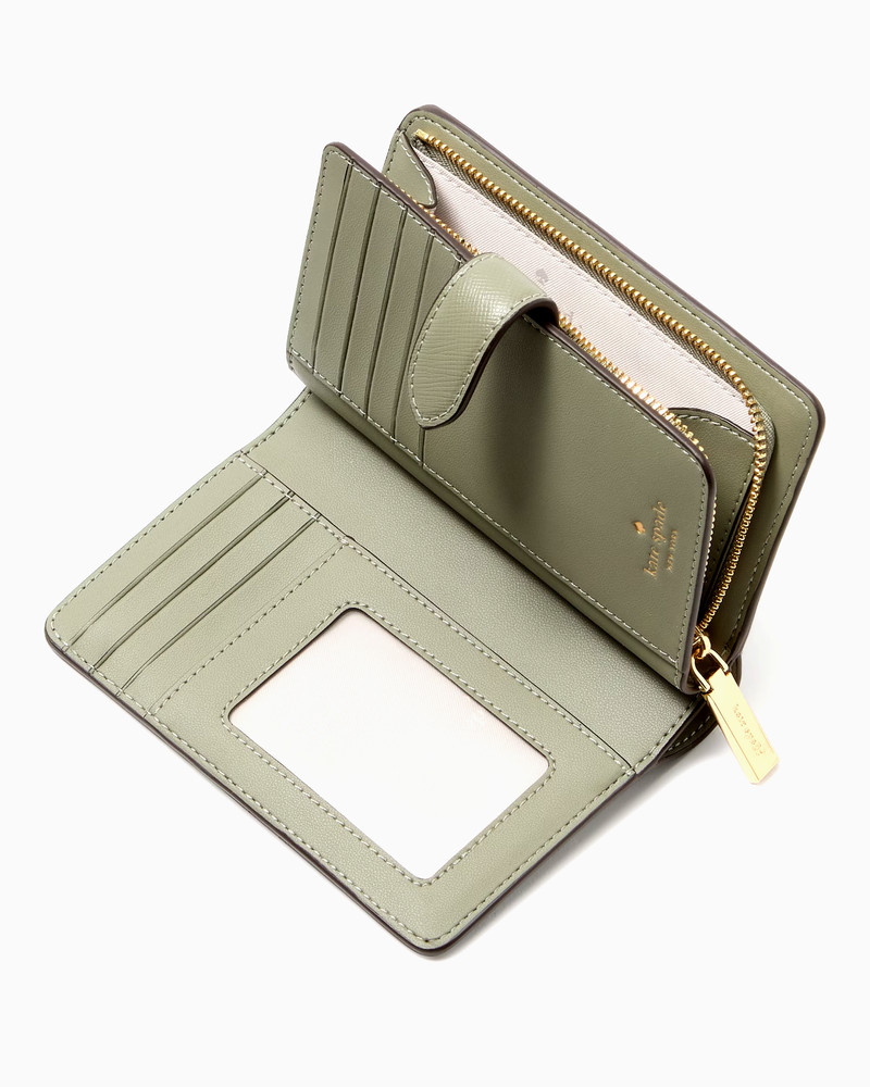 New Kate Spade Madison Medium Compact Bifold Wallet Leather Dusky Pine