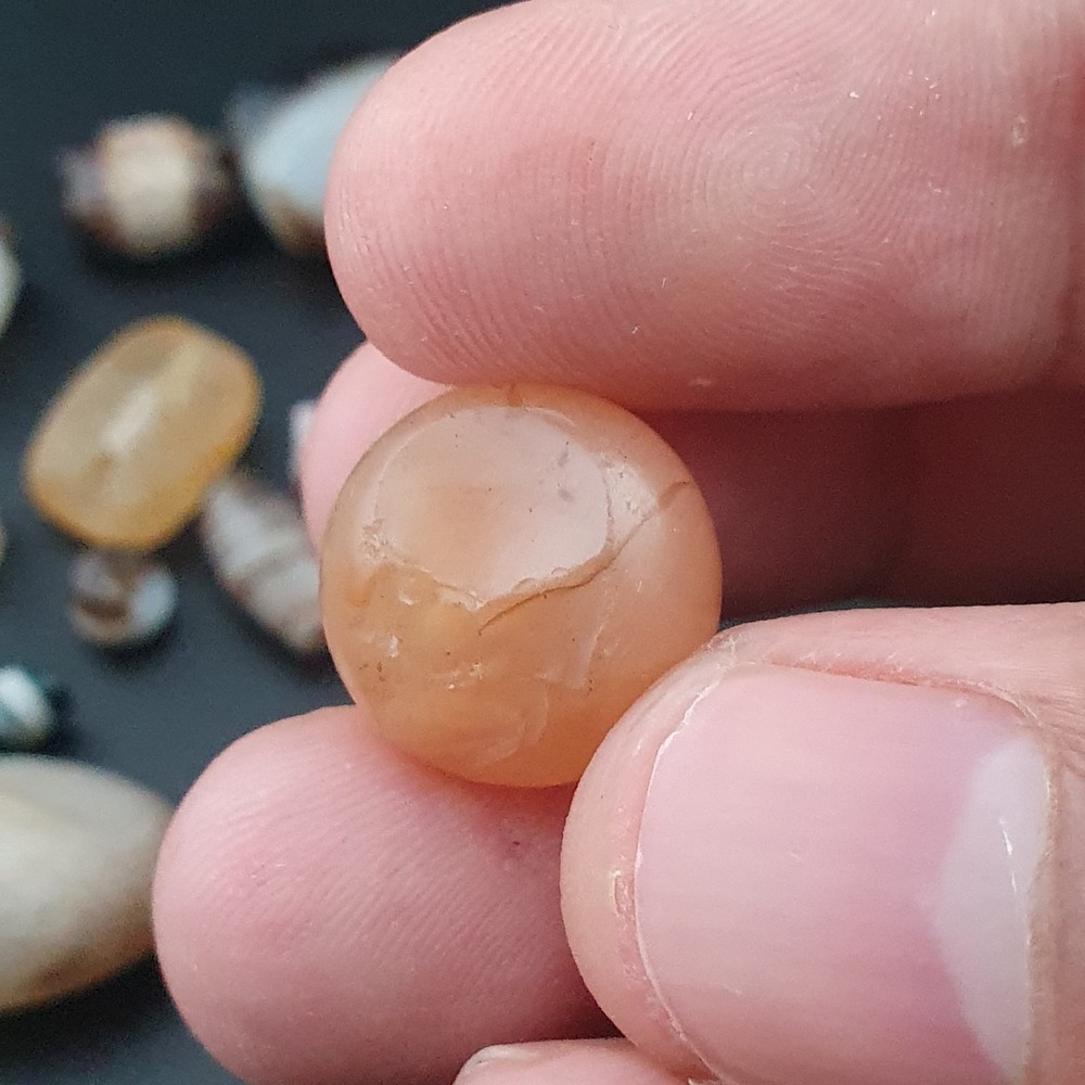 Ancient Suliemani Pattern Agate Beads Lot with Visible Damage