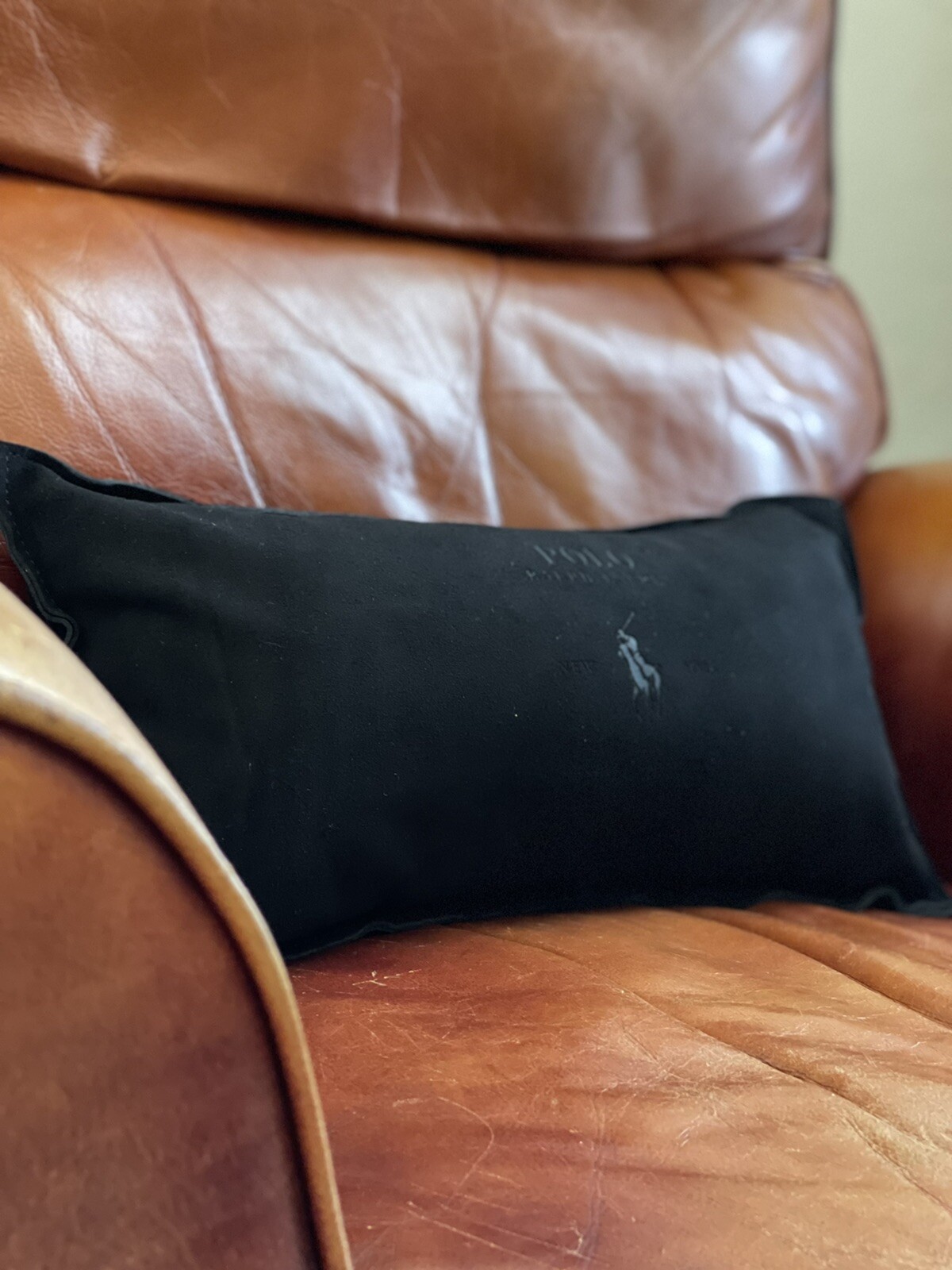 Ralph Lauren Polo Suede Leather Throw Pillow