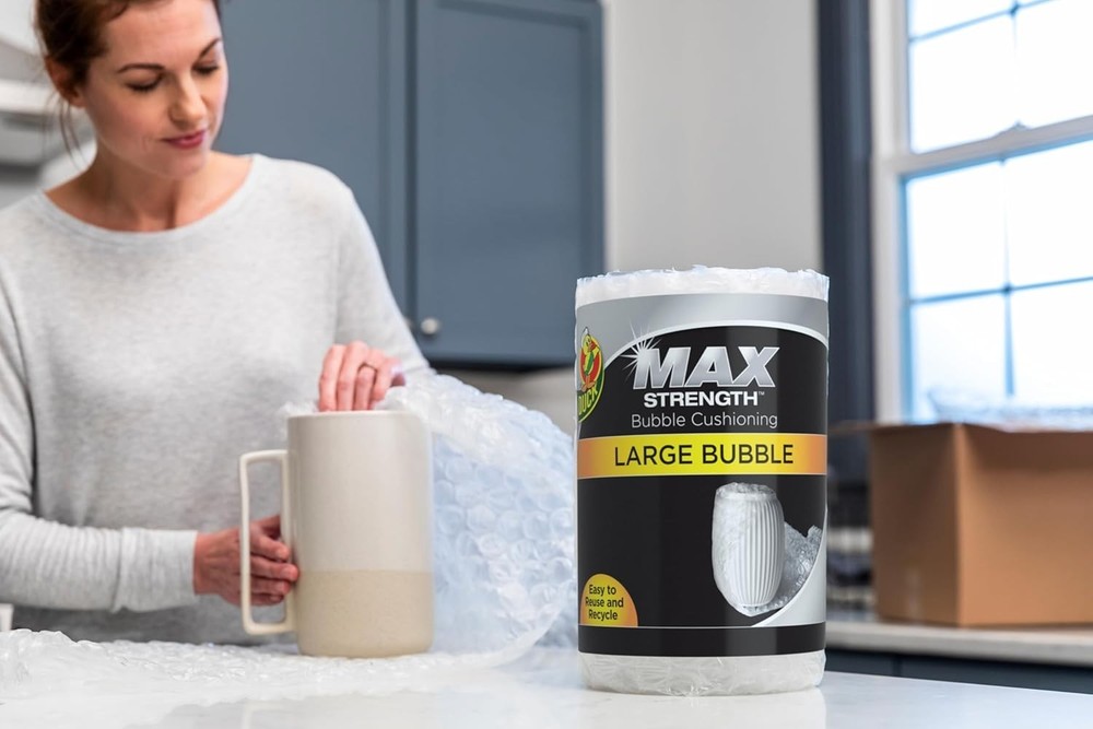 Max Strength Bubble Cushioning Wrap for Moving & Shipping, 15 FT, Large Bubbl...