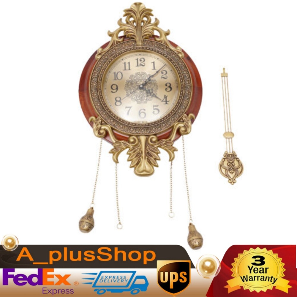 Retro Swinging Pendulum Wall Clock Vintage Wood Processing Wall Clock Wall Decor