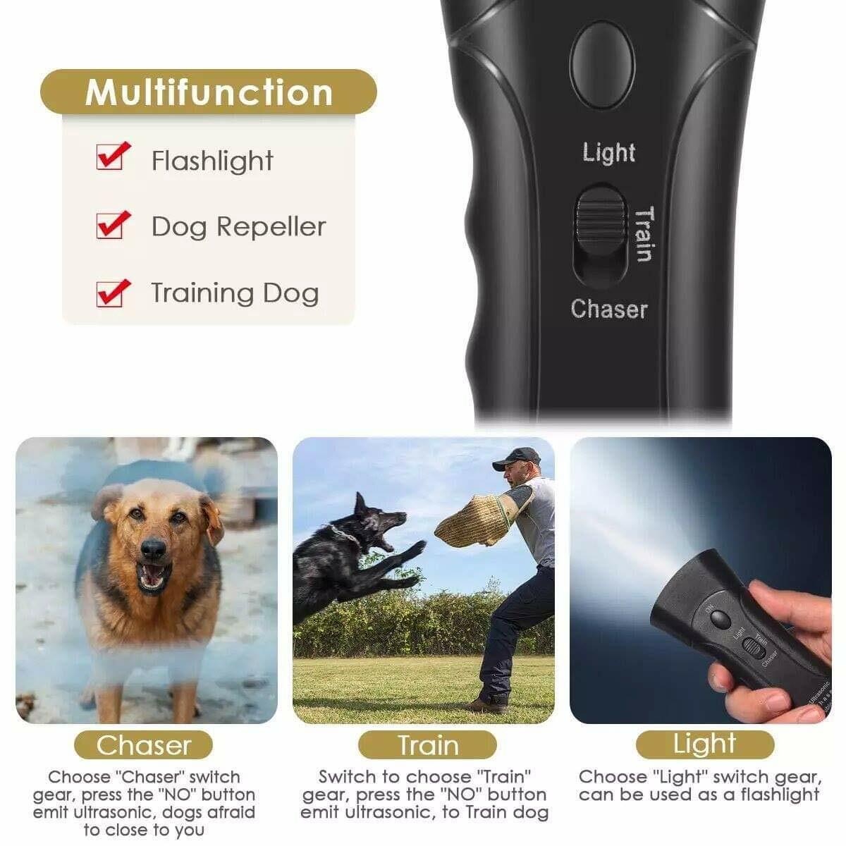 Ultrasonic Anti Dog Barking Device Pet Trainer LED Light Gentle Chaser Style USA