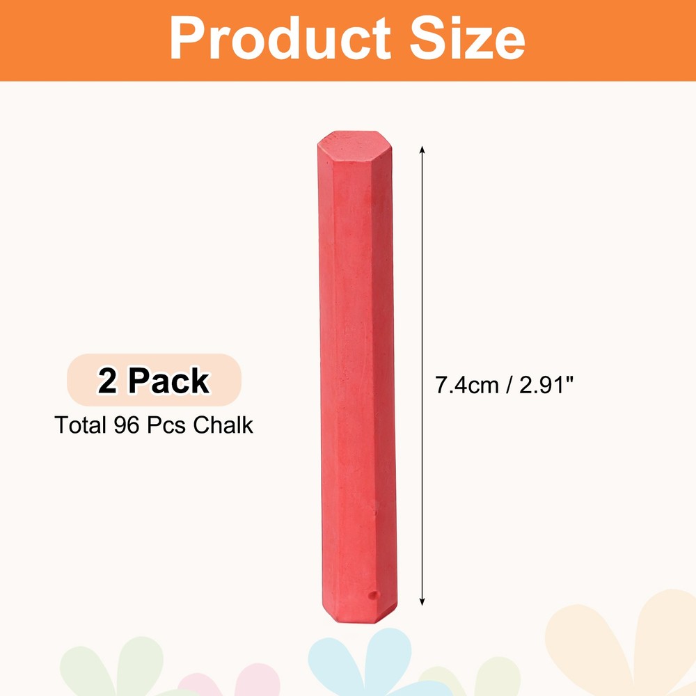 96 PCS Chalkboard Chalk, Dustless Chalk Small Bulk, Red