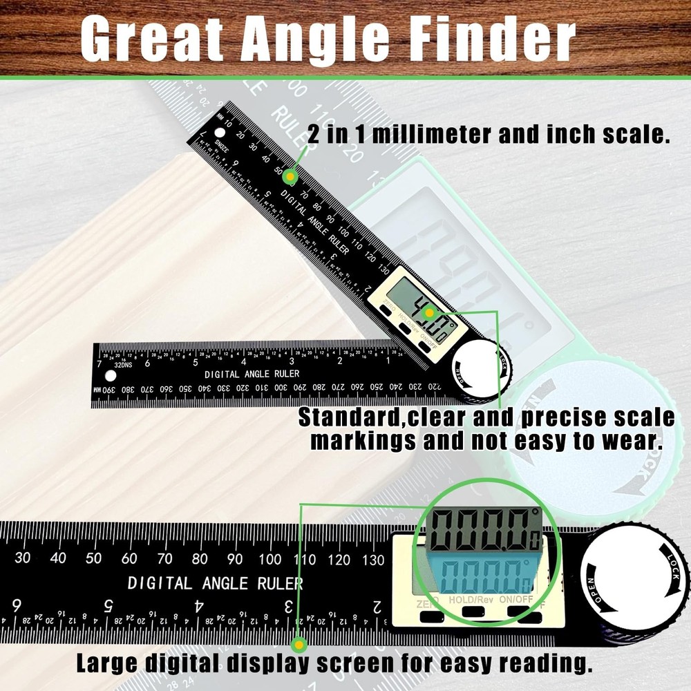 Angle Finder Protractor, 2-in-1 Miter Saw Protractor, 7 Inch/200mm ABS Angle ...