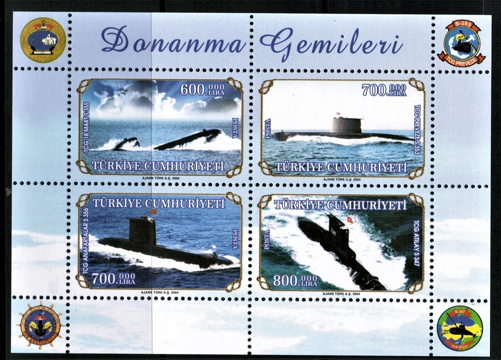 TURKEY, MODERN SUBMARINES, MNH, 2004