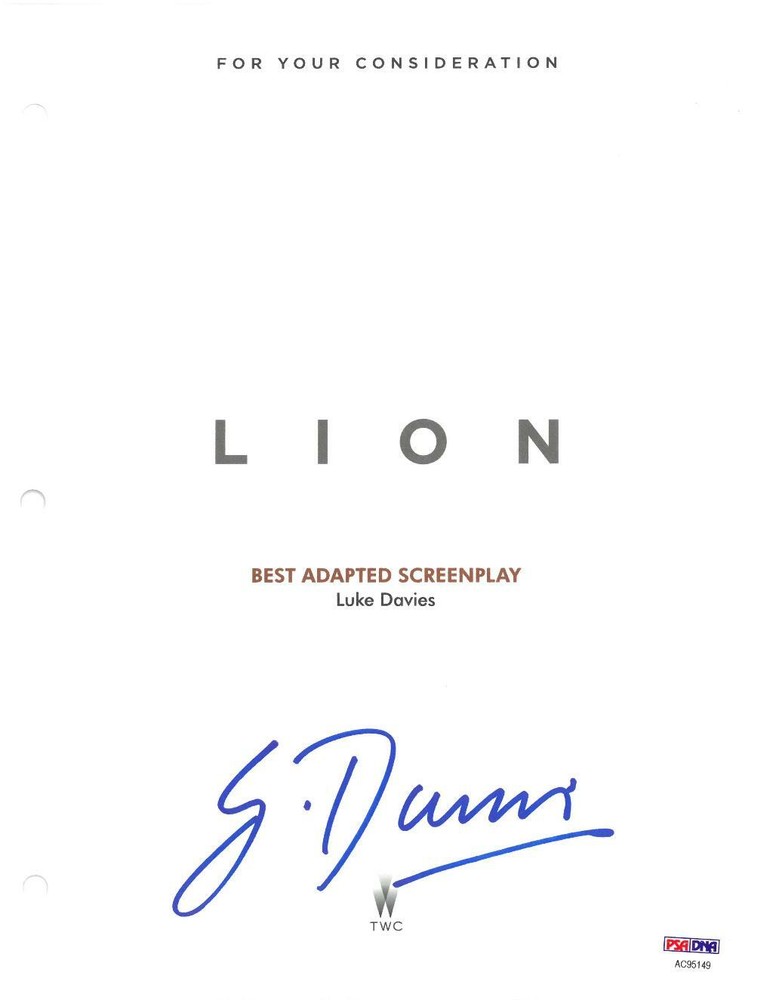 Garth Davis Signed Lion Autographed 8.5x11 Script Page 1 PSA/DNA #AC95149