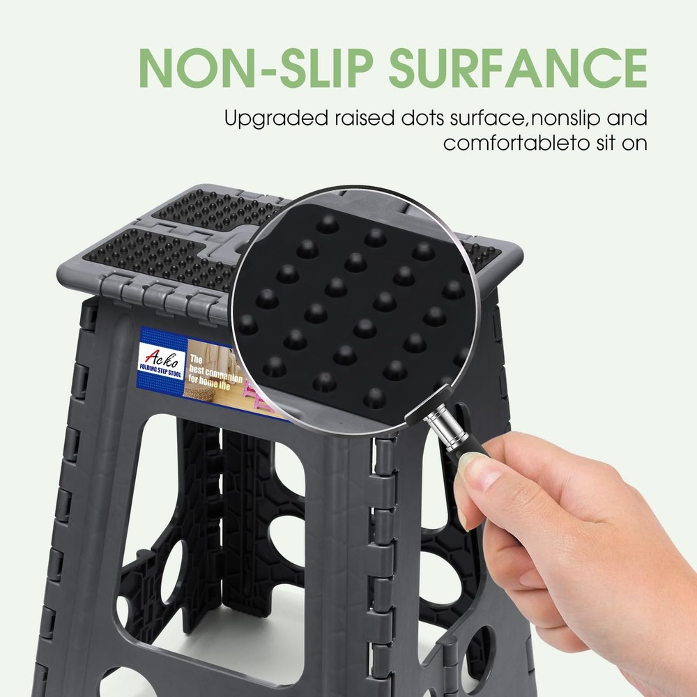 Folding Step Stool Foldable 17.5 Inch Stools for Adults and KidsPlastic Stool...