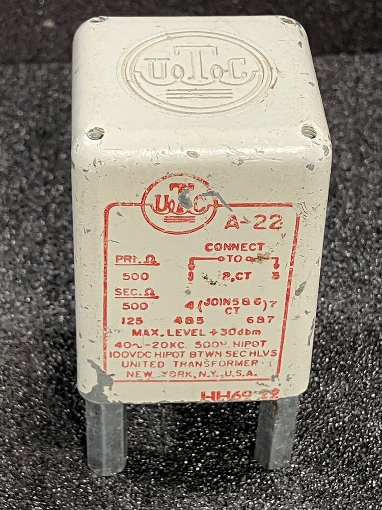 UTC A-22 Transformer. 1:1/2:1, two isolated secondaries. Tested and Working...