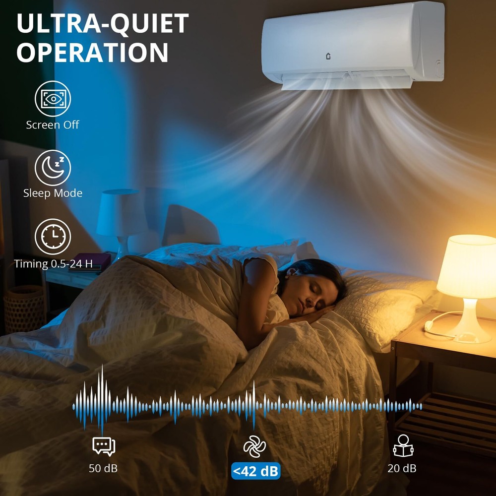 9000 BTU Mini Split AC/Heating System Air Conditioner WIFI Energy Efficient US