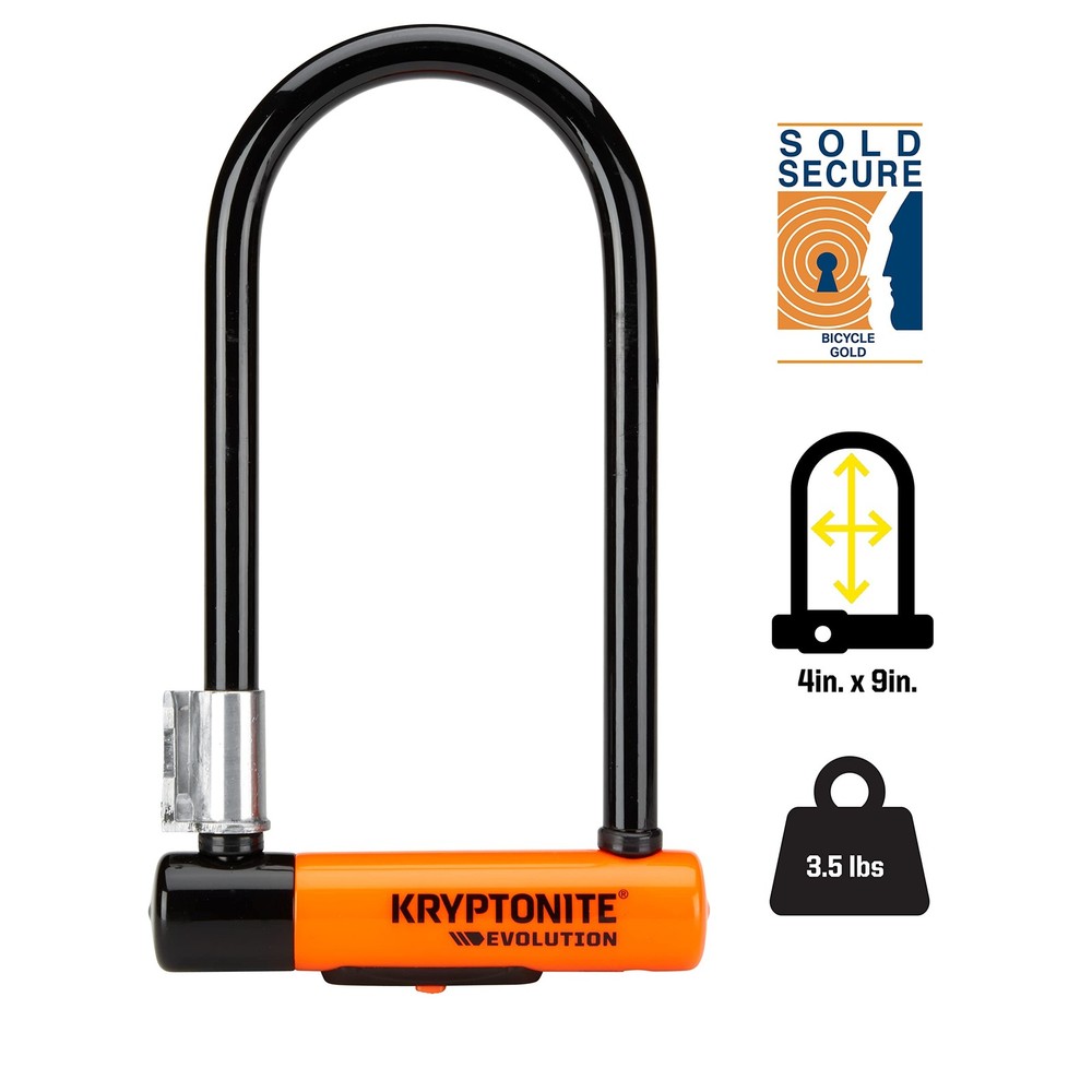 Kryptonite Evolution Standard U-Lock 4"x9" Black - High Security Bike Lock