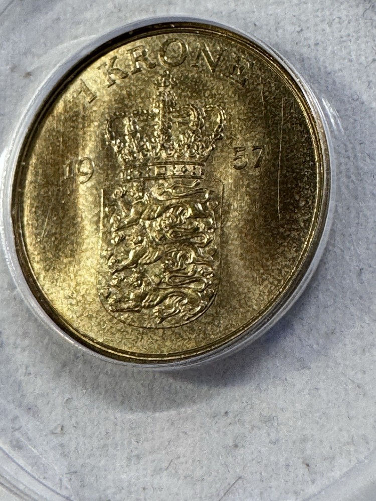 1957 Denmark 1 Krone Graded MS 67 by ANACS