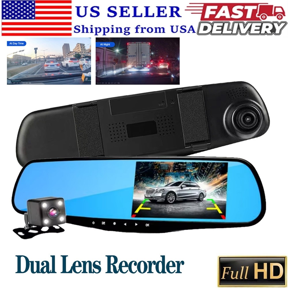 Dual Dash Cam FD1080P Night Vision Function Large Screen Car Video Recorder  NEW