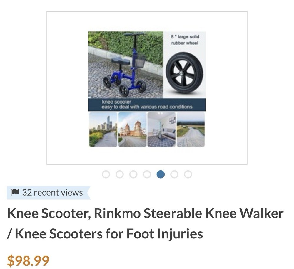RINKMO Knee Walker Scooter 9151 Steerable Foldable Blue