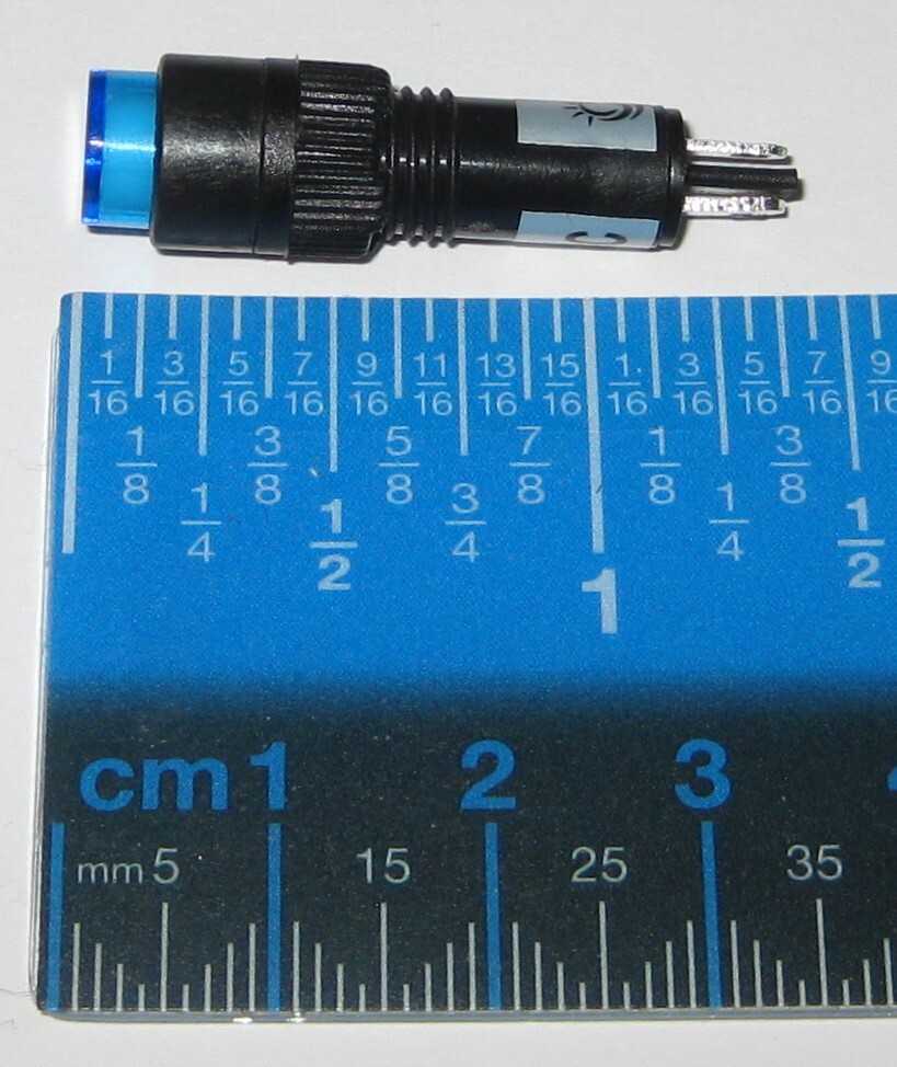 Panel Mount Round Mini LED 8 mm 12 V AC / DC Indicator - Blue - Plastic Case