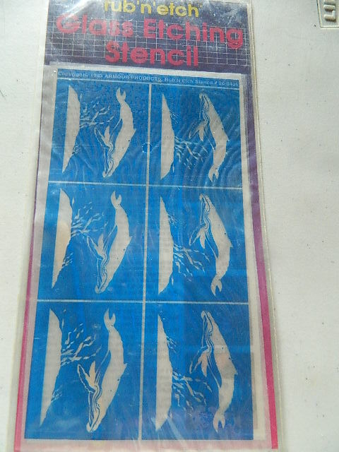 Armour Rub N Etch Stencils WHALES glass acid etching