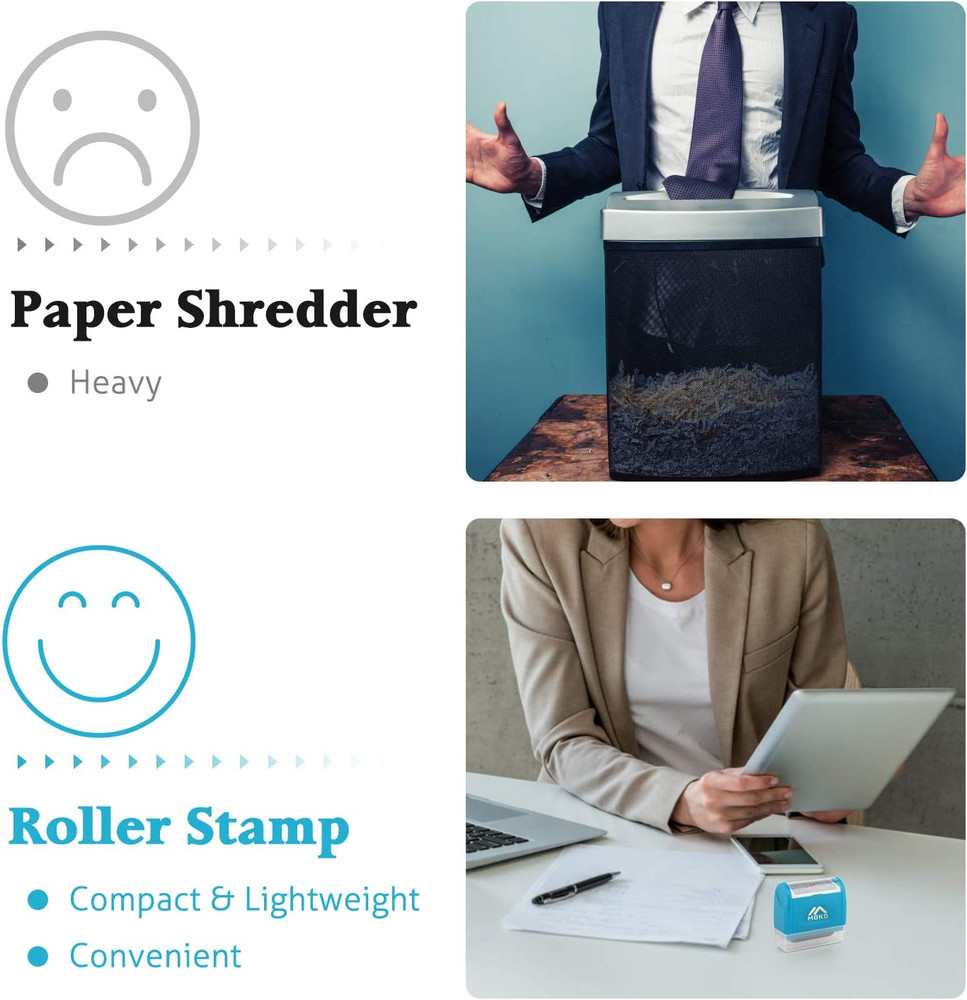 Identity Theft Protection Stamp Roller, Refillable Self Inking Wide Roller Secur