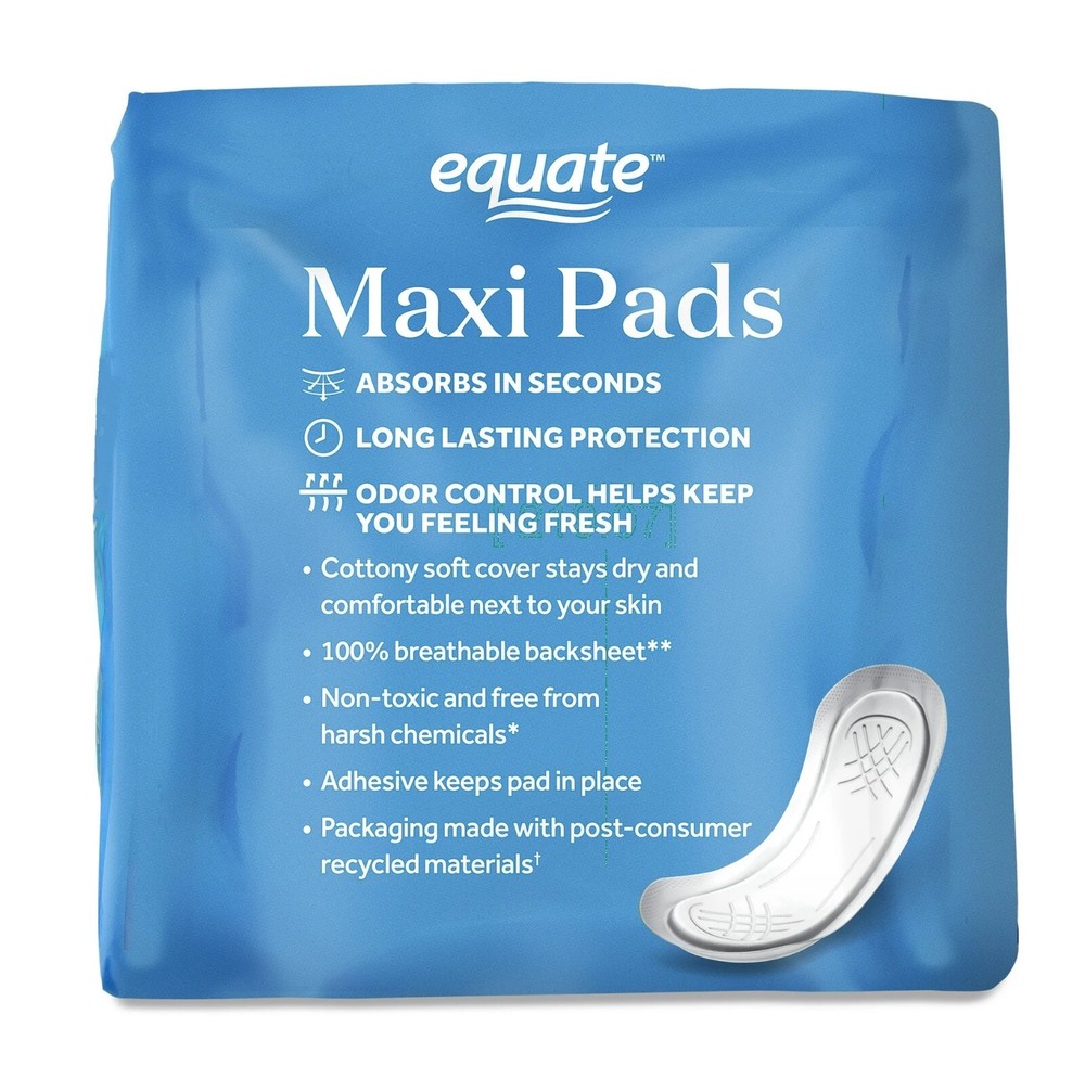 Equate Super Protection Maxi Pads, 48-Count