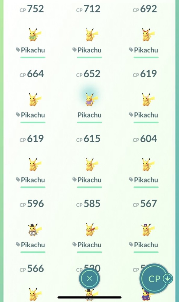 Pokemon GO⚡- NON shiny event PIKACHU costume list (Same Day)