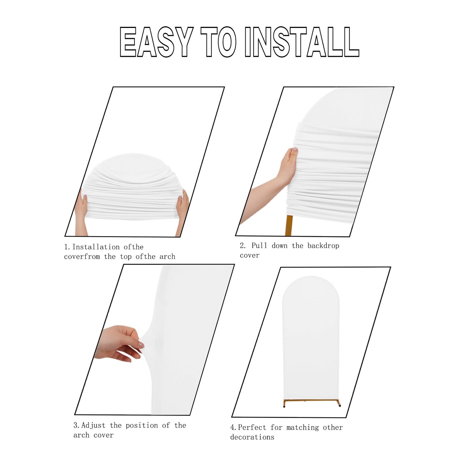 Peomeise 6.6FT Wedding Arch Cover，White Arch Backdrop Cover Stretchy Span