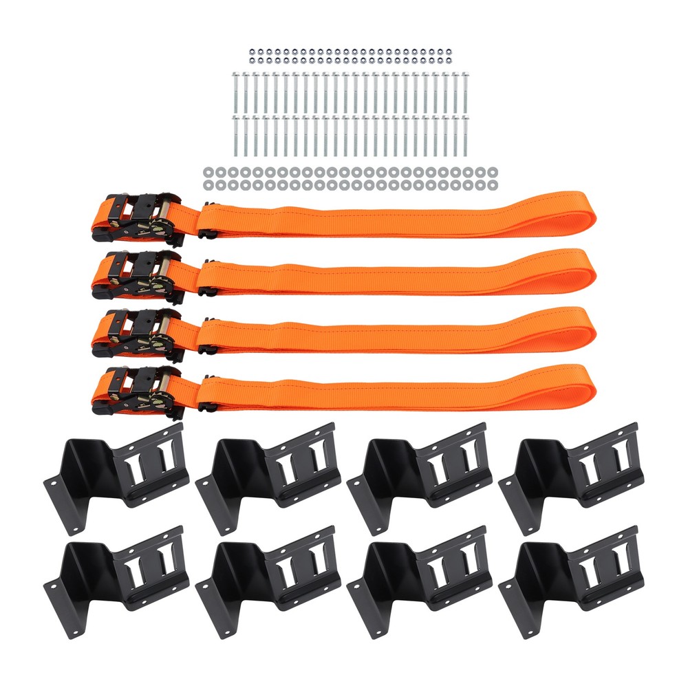 LABLT E Track Wheel Chock System 9' Orange Ratchet Tie Down Straps For Trucks