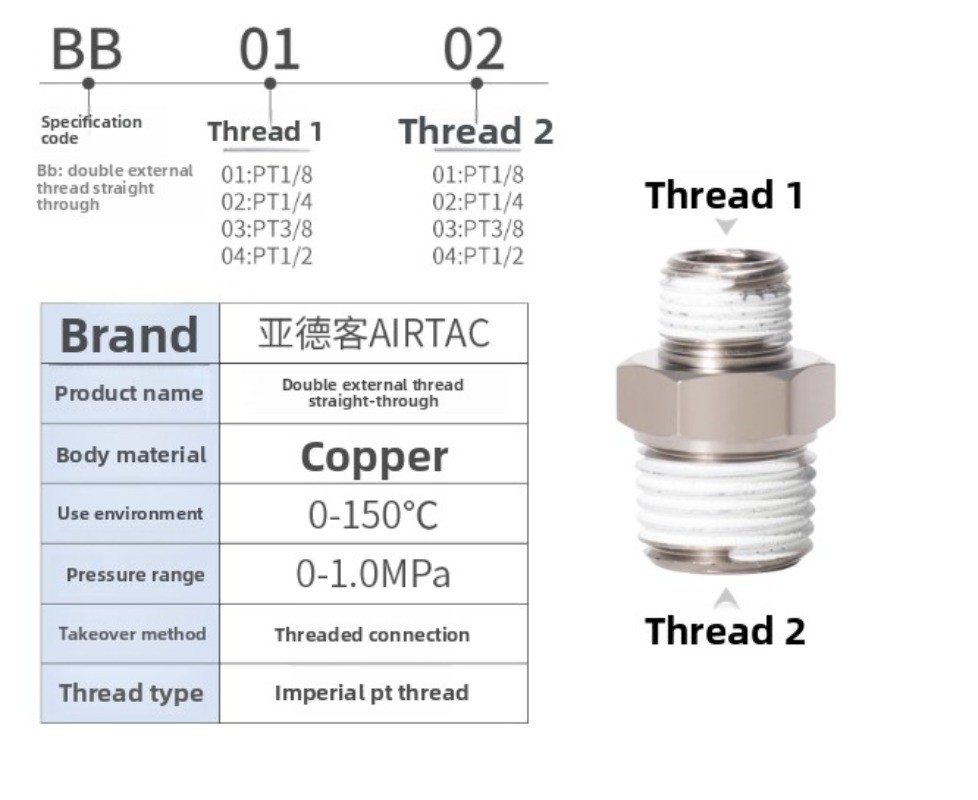 10pcs AirTAC Connector BB0101 BB0102 BB0103