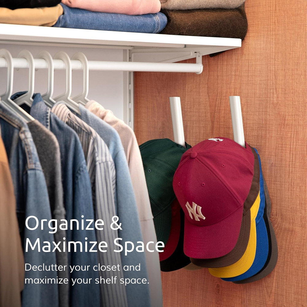 Hat Rack for Baseball Caps – Wall Mounted Vertical Hat Holder, Multi-Purpose Wal