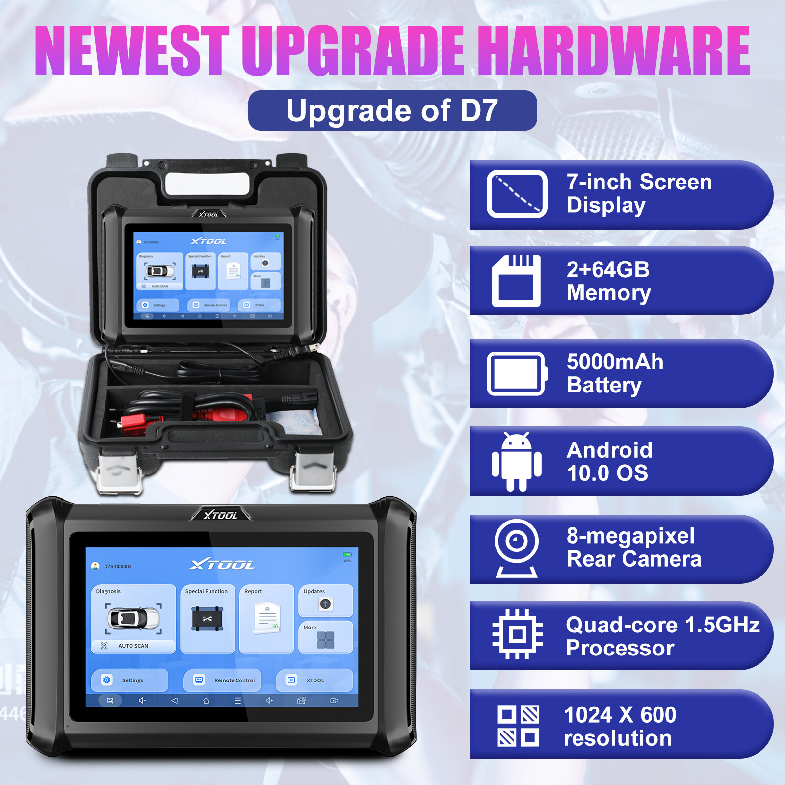 2025 XTOOL D7S Full Diagnostic Tool E.CU Coding 4000+ Bidirectional Scanner FCA